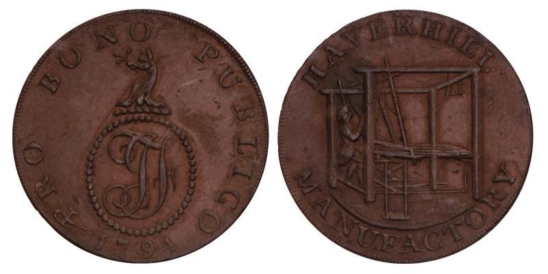 Great Britain Suffolk. Halfpenny token 1794. Haverhill Manufactory.