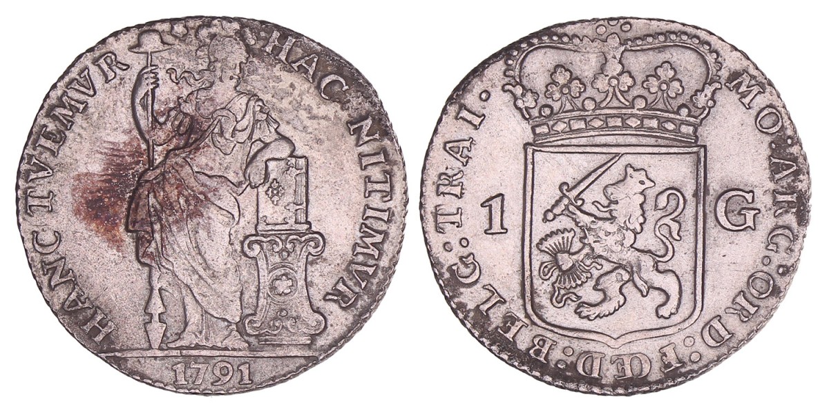 1 Gulden -Generaliteits- Utrecht 1791. Zeer fraai +.