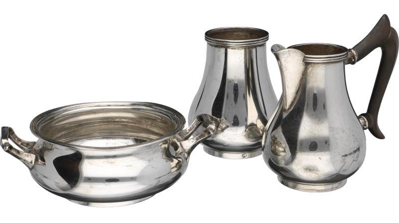 Melk- en suikerset zilver.
