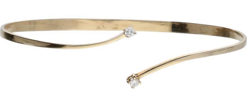 Bangle armband geelgoud, ca. 0,08 ct. diamant - 14 kt.
