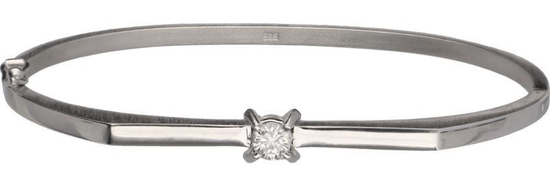 Slavenarmband witgoud, ca. 0,29 ct. diamant - 14 kt.