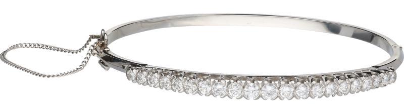 Slavenarmband witgoud, ca. 0,96 ct. diamant - 14 kt.