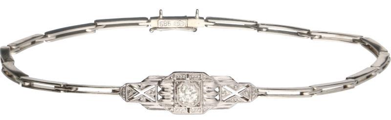 Art Deco armband witgoud, ca. 0,12 ct. diamant - 14 kt.