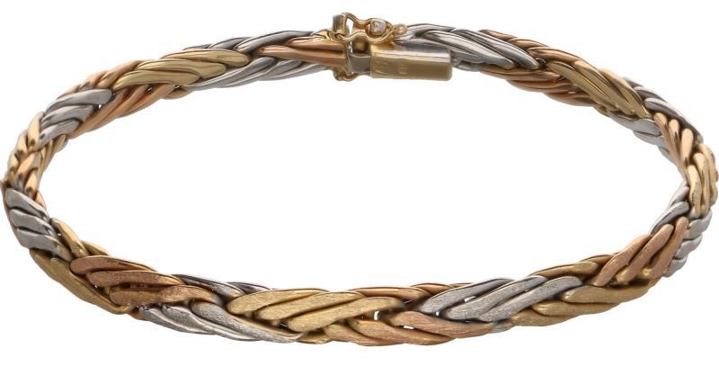 Schakel armband tricolor goud - 14 kt.