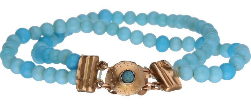Antieke armband geelgoud, turkoois - BWG 10 kt.