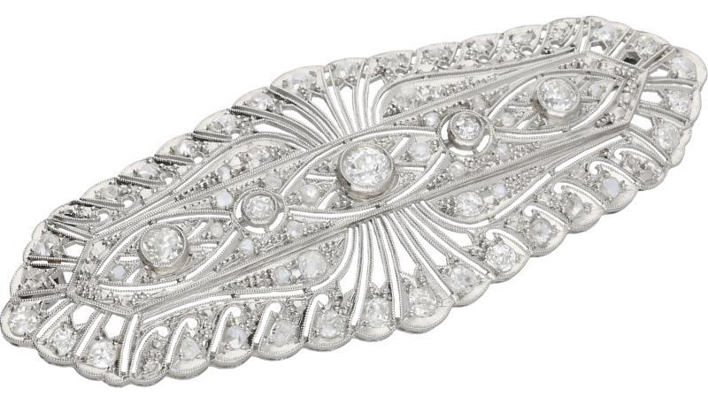 Art Deco broche platina, ca. 1,28 ct. diamant - BWG Pt ca. 870.