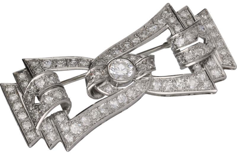 Art Deco broche platina, ca. 1,65 ct. diamant - BWG.