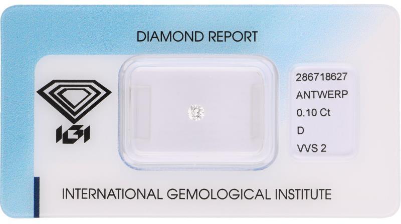 IGI rond briljant geslepen diamant 0.10 ct.
