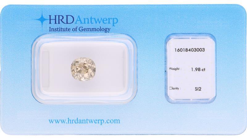 HRD cushion geslepen diamant 1.98 ct.