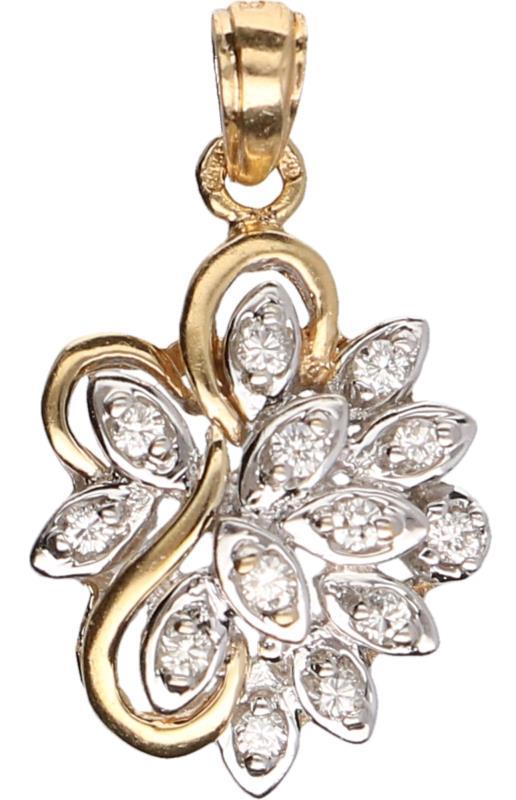Hanger bicolor goud, ca. 0,13 ct. diamant - 14 kt.