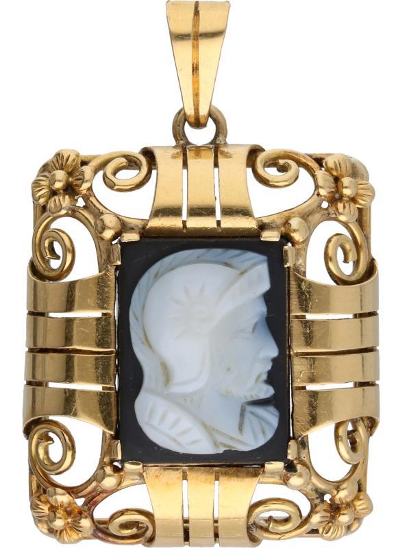 Cameé hanger geelgoud, onyx - 18 kt.
