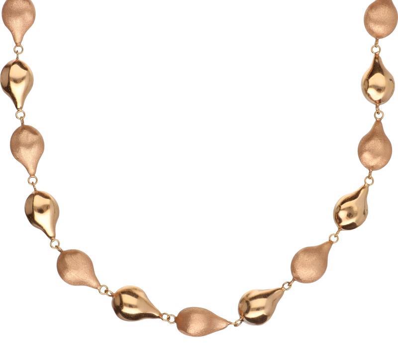 Druppelvormige collier roségoud - 18 kt.