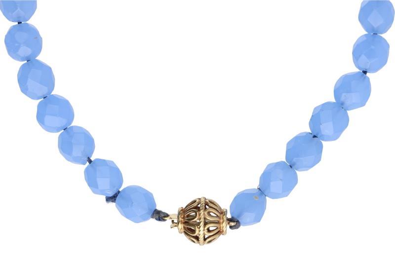 Vintage collier geelgoud, paars/blauwe siersteen - 14 kt.