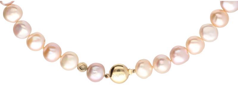 Schoeffel parel collier geelgoud, zoetwater parel - 18 kt.