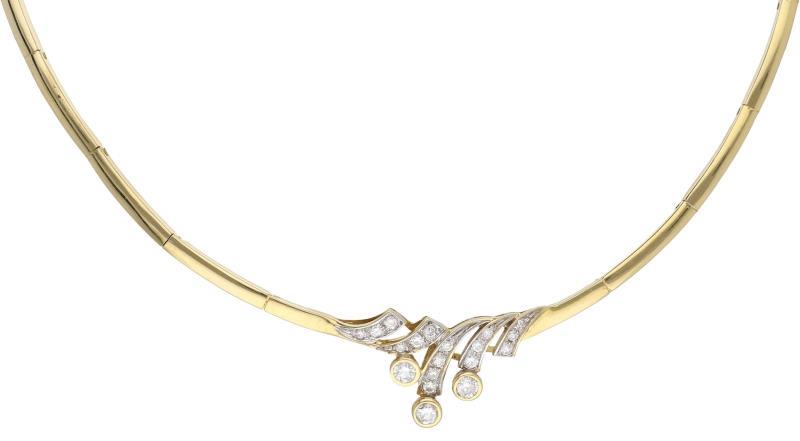 Spang collier geelgoud, ca. 0,6 ct. diamant - 18 kt.