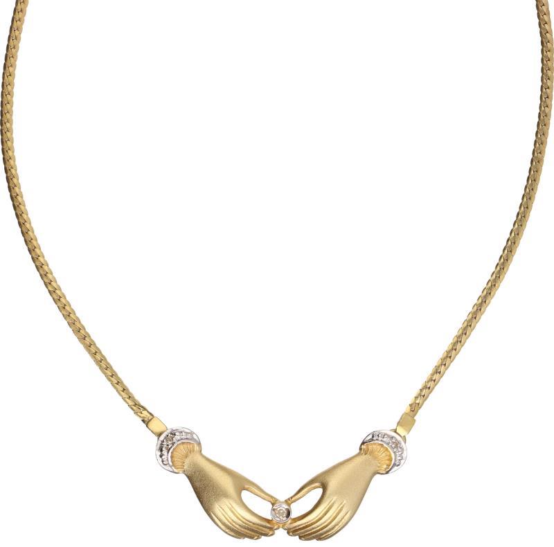 J-schakel collier geelgoud, ca. 0,02 ct. diamant - 14 kt.