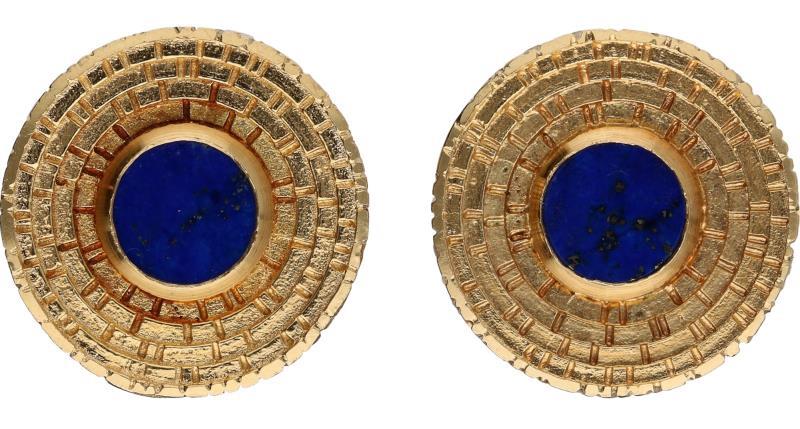 Heren manchetknopen geelgoud, lapis lazuli - 18 kt.