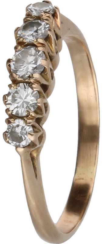 Rij ring geelgoud, ca. 0,26 ct. diamant - BWG 10 kt.