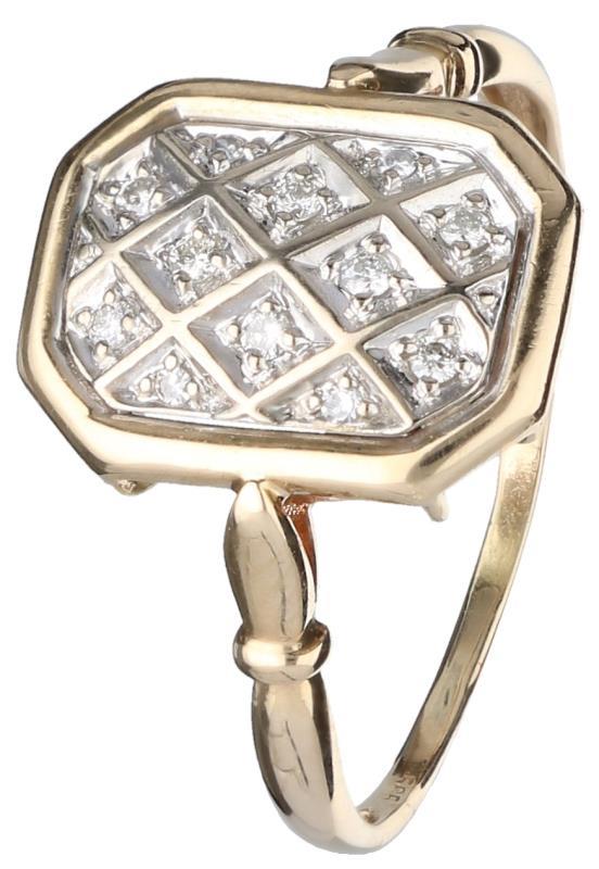 Ring geelgoud, ca. 0,12 ct. diamant - 14 kt.