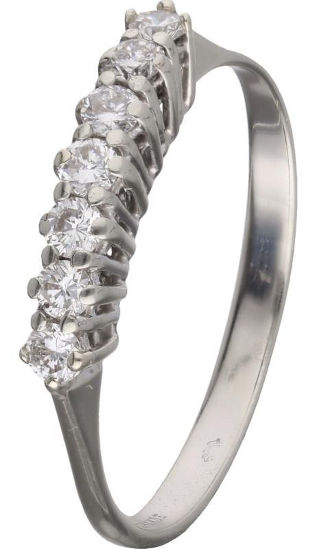 Diamonde rij ring witgoud, ca. 0,35 ct. diamant - 14 kt.