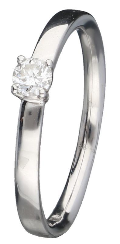 Solitair ring witgoud, ca. 0,13 ct. diamant - 18 kt.