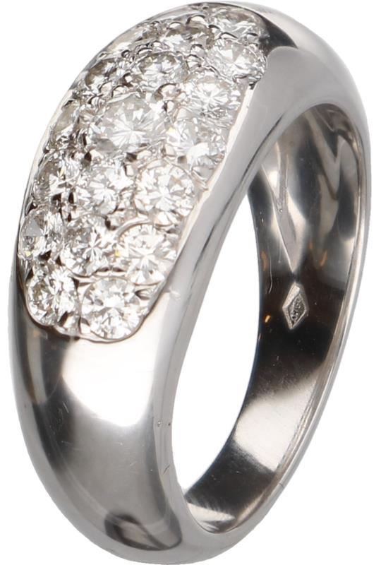 Pave ring witgoud, ca. 1,03 ct. diamant - 18 kt.