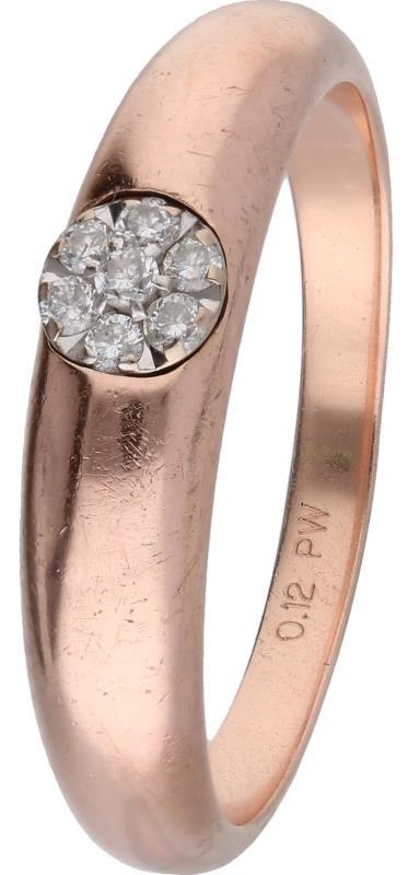 Ring roségoud, ca. 0,07 ct. diamant - 14 kt.