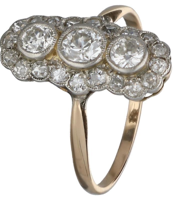 Vintage ring geelgoud, ca. 0,89 ct. diamant - 14 kt.