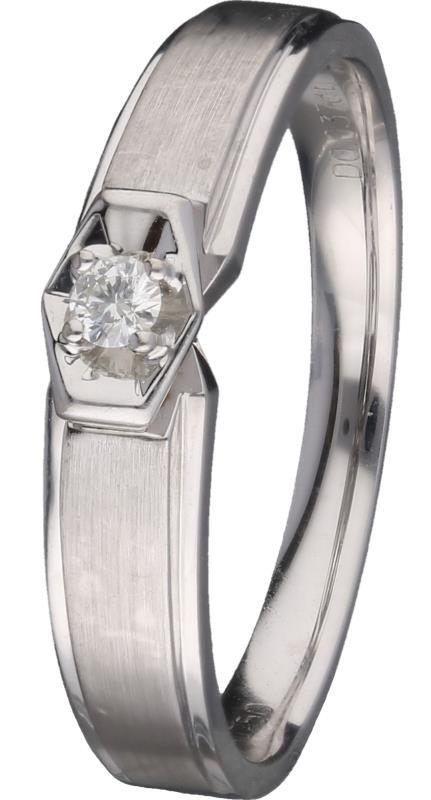 Solitair ring witgoud, 0,037 ct. diamant - 18 kt.