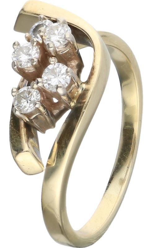 Slag ring geelgoud, ca. 0,3 ct. diamant - 14 kt.