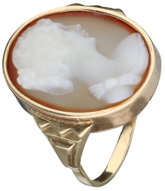 Cameé ring geelgoud, carneool - 14 kt.