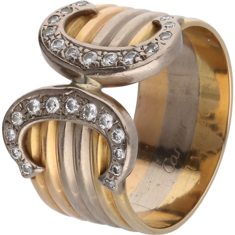 Cartier double c ring tricolor goud, ca. 0,2 ct. diamant - 18 kt.