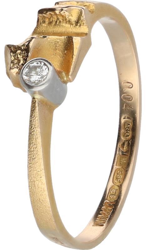 Lapponia design ring geelgoud, ca. 0,02 ct. diamant - 14 kt.