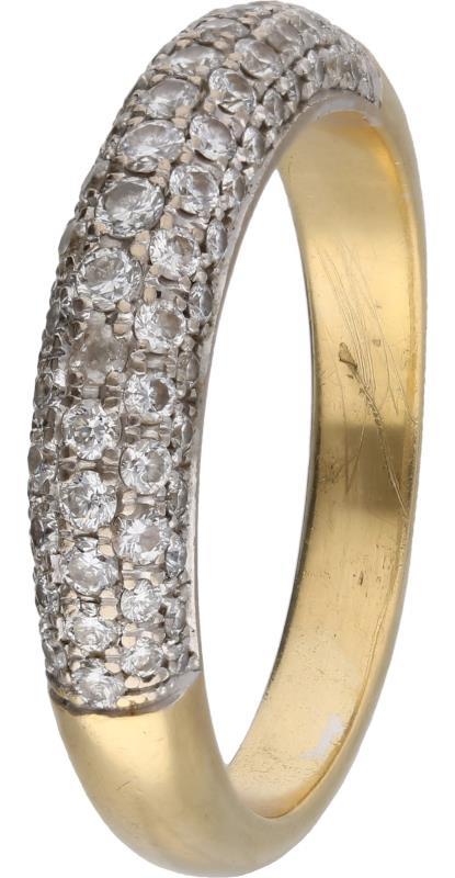 Pave ring geelgoud, ca. 0,62 ct. diamant - 18 kt.