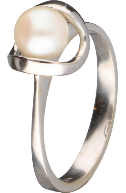 Parel ring witgoud, cultivé parel - 18 kt.