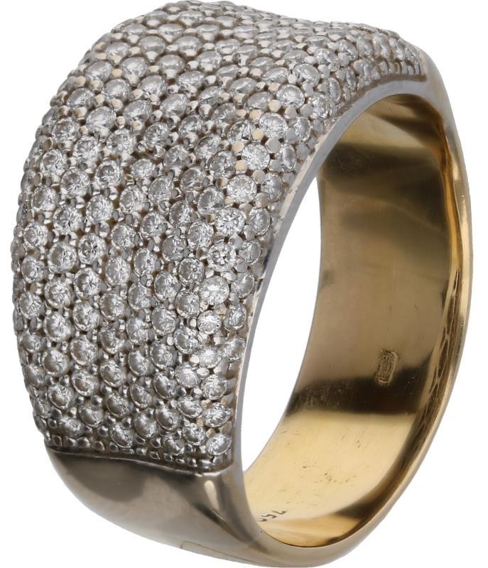 Pave ring geelgoud, ca. 0,95 ct. diamant - 14 kt.