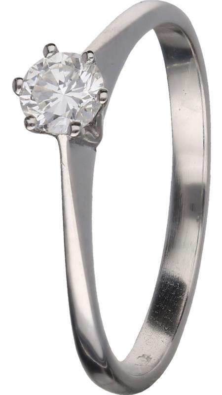 Solitair ring witgoud, ca. 0,22 ct. diamant - 14 kt.