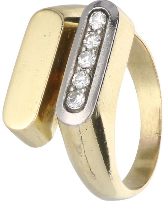 Design herenring geelgoud, ca. 0,2 ct. diamant - 14 kt.