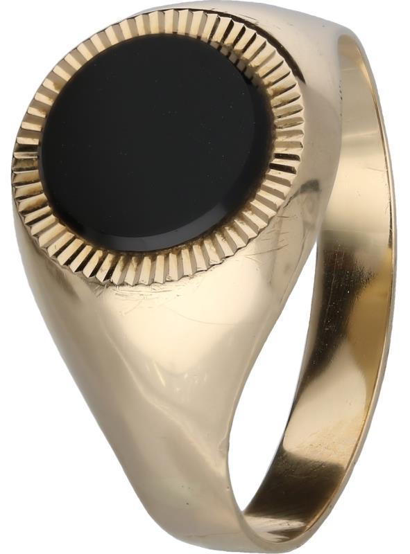 Zegel herenring geelgoud, onyx - 18 kt.