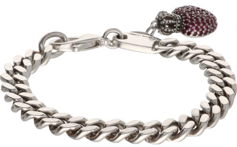 Thomas Sabo platte gourmet armband zilver, synthetische robijn - 925/1000.