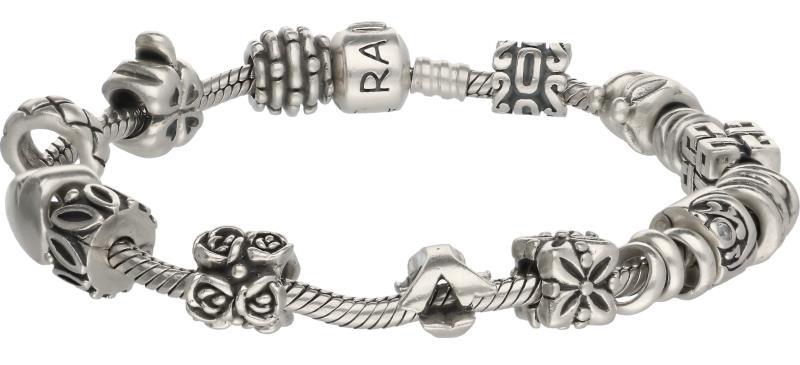 Amora slangen bedel armband zilver - 925/1000.