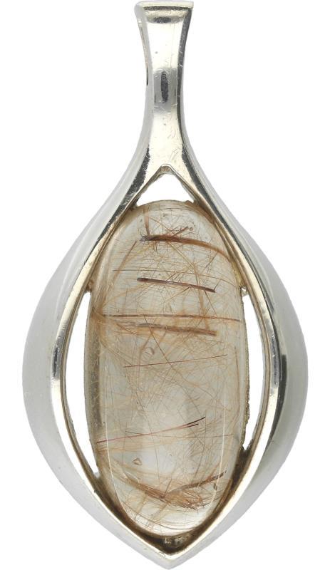 Hanger zilver, rutiel kwarts - 925/1000.