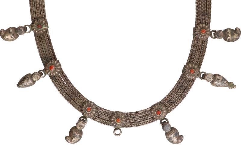 Etnisch choker zilver, carneool - 800/1000.