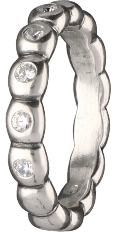 Pandora aanschuif ring zilver, zirkonia - 925/1000.
