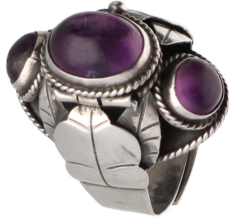 Vintage ring zilver, amethist - 925/1000.