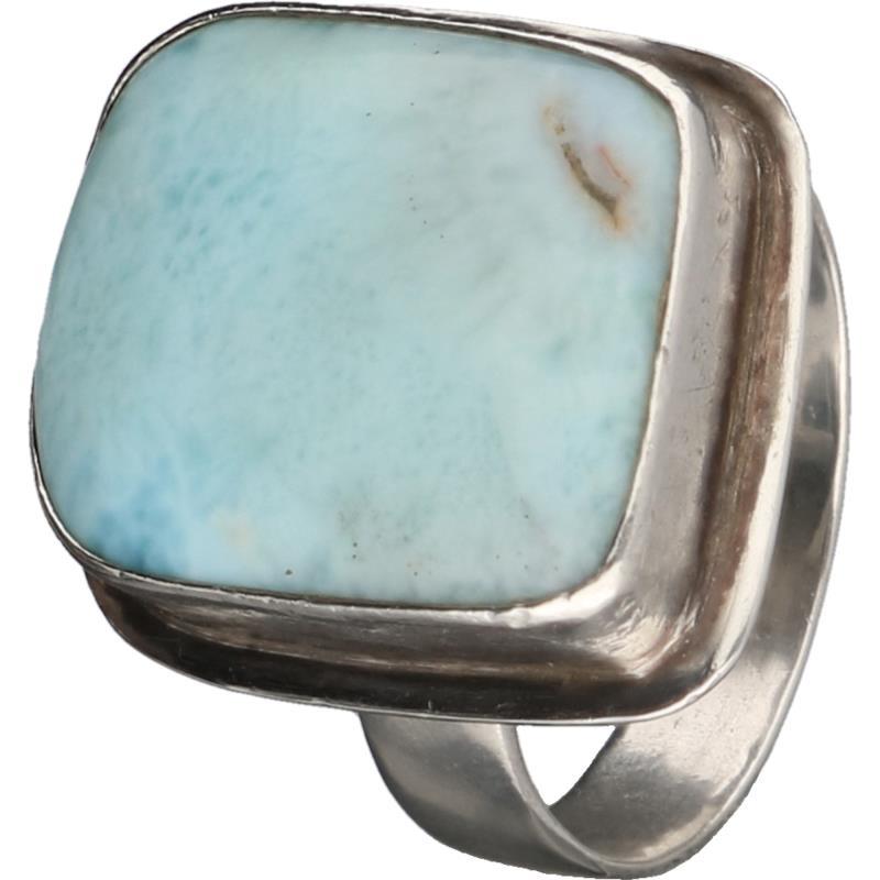 Solitair ring zilver, larimar - 925/1000.