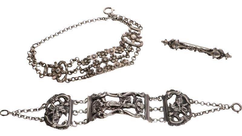 Bijbelslot armbanden/broche zilver - 925/1000.
