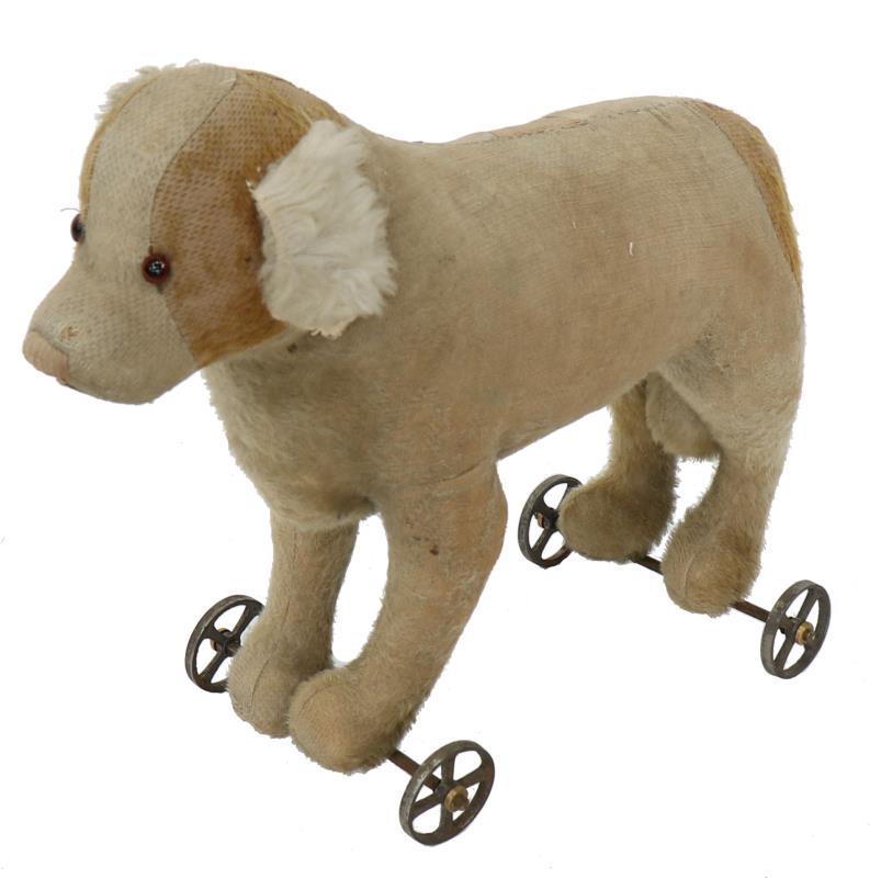 Hondje op wieltjes.