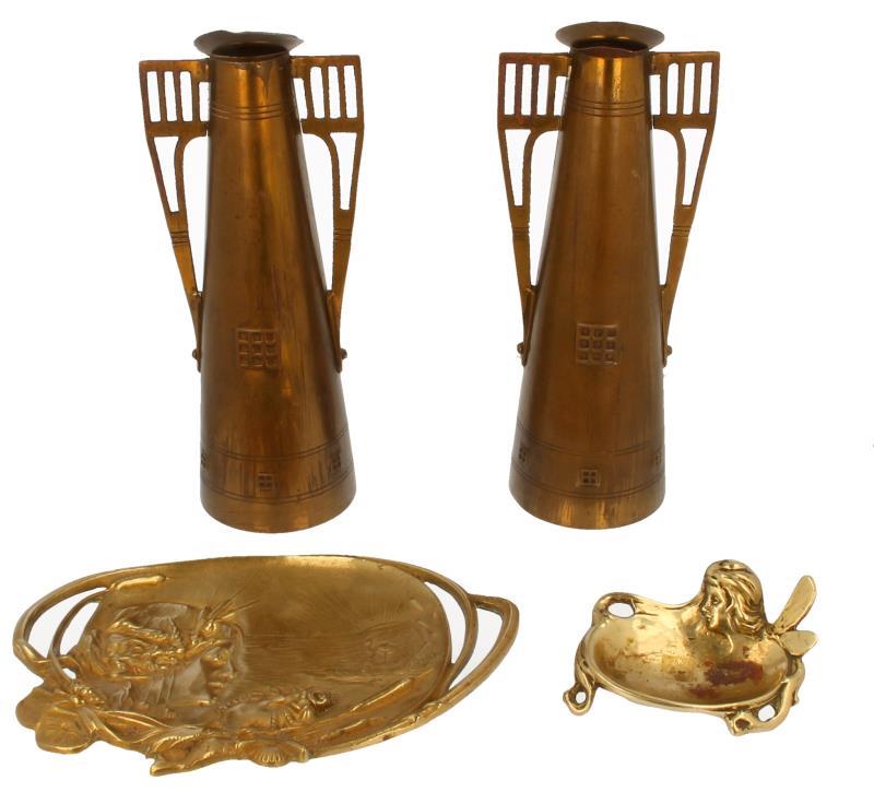 (4) Messing/brons jugenstil/art deco