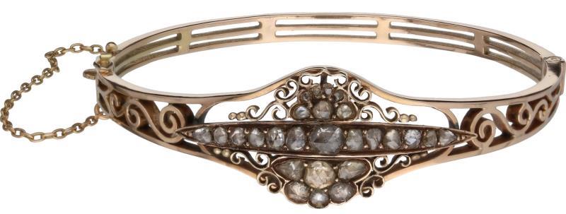 Jugendstil slavenarmband roségoud, ca. 0,55 ct. diamant - BWG 10 kt.